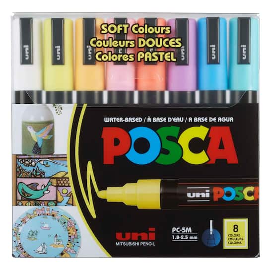 6 Packs: 8 ct. (48 total) Uni Posca PC-5M Medium Tip Soft Color Paint Markers